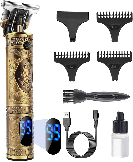 YiLFo Clippers pour la coupe des cheveux, sans cordon de barbe, Clipppers pour les hommes avec LED Affichage, T-lame électrique de cheveux, USB Zero Gapped Shavers rechargeable, ensemble de coupe de cheveux