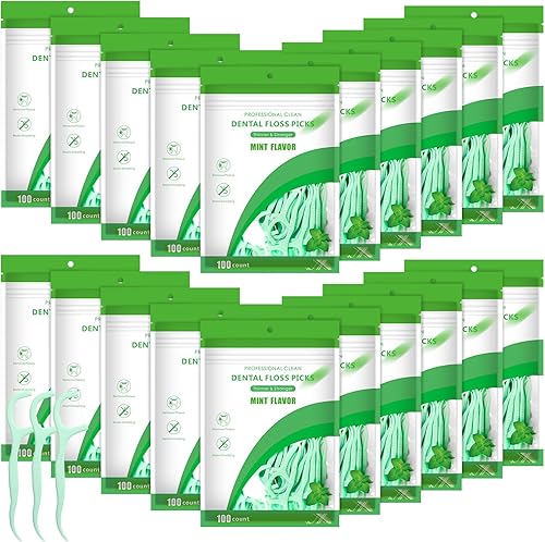 2000 palillos de hilo dental de menta a granel, palillos de dientes con sabor a menta para cuidado de eliminación oral, fácil almacenamiento con