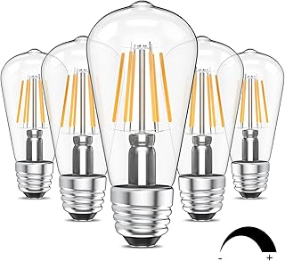 Ralbay E26 ST48 Dimmable Vintage LED Edison Bulbs 60 Watt Equivalent 6-Pack, Bright Natural White Light 4000K, ST48 Antique LED Filament Bulbs, E26 Medium Base