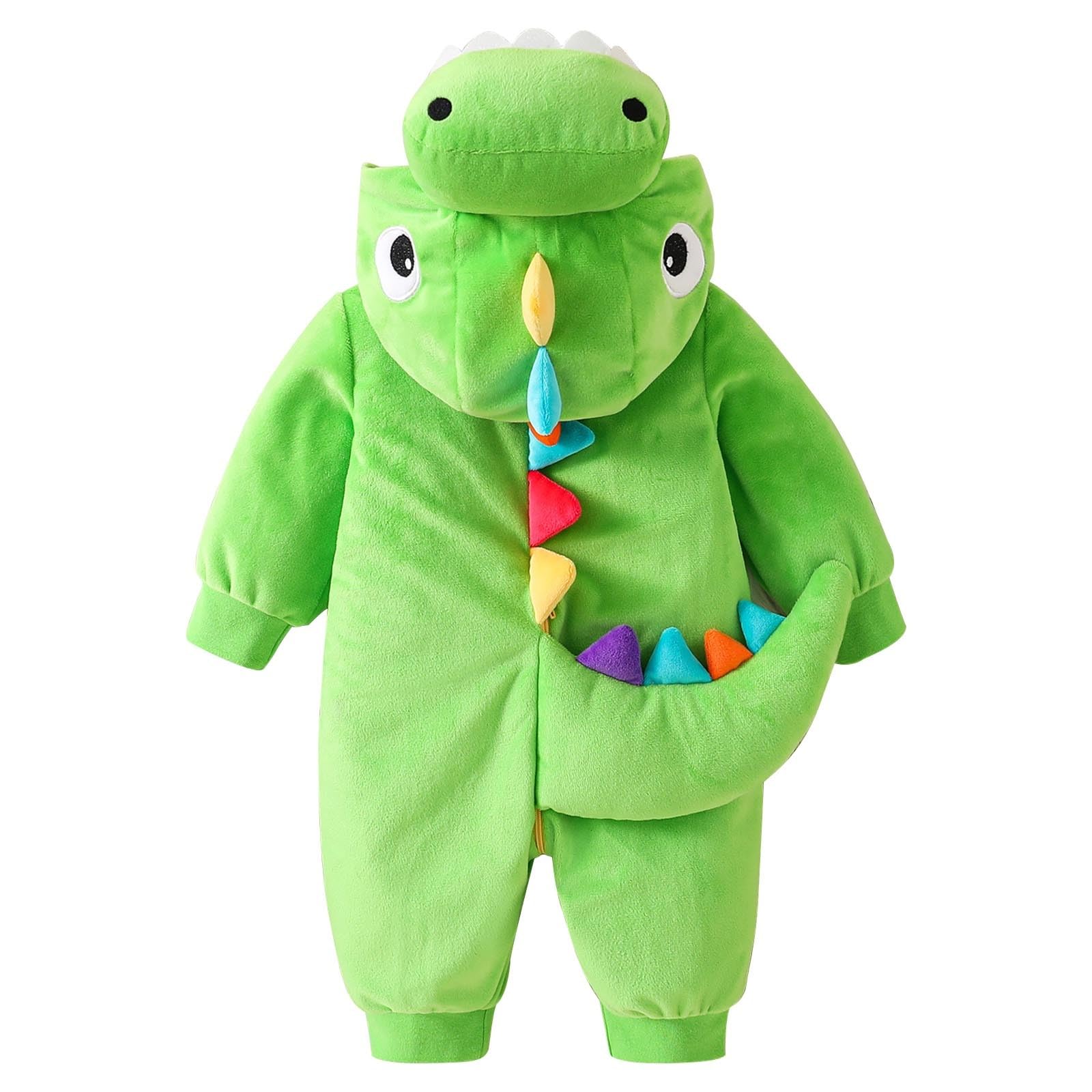 Baby Dinosaur Costume Romper Fleece Hooded JumpsuitAnimal Cosplay Outfit