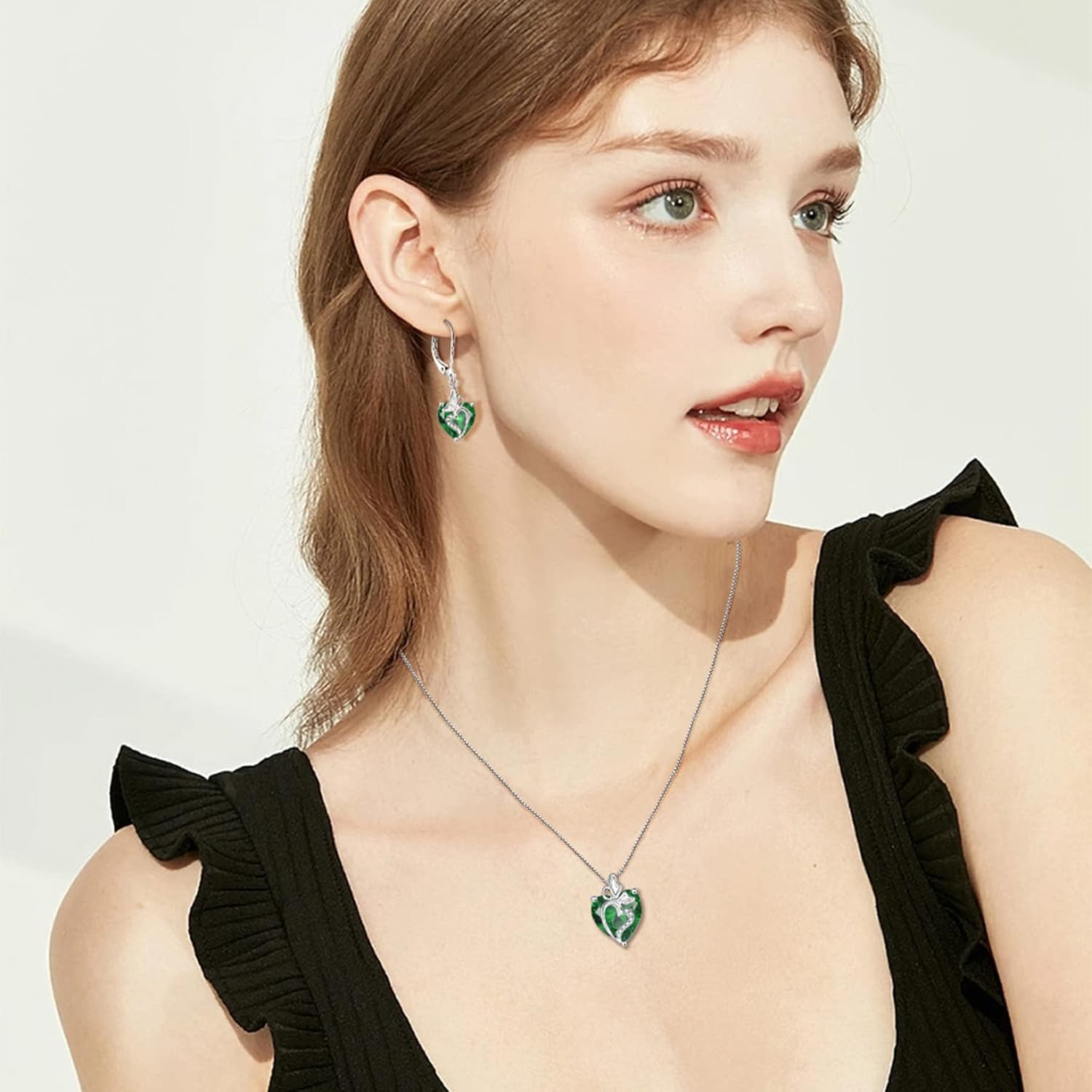 Butterfly Dangle Drop Earrings for Women 925 Sterling Silver Birthstone Earrings Love Heart Leverback Jewelry Gifts for Women Wife Girlfriend Mother Daughter Her - Image 2