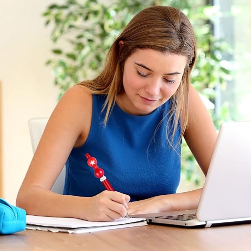 Miniatura 6 de Yeaqee Kit de 150 bolígrafos con cuentas, 50 bolígrafos de plástico con cuentas de colores, 50 tarjetas de agradecimiento de papel de aluminio con