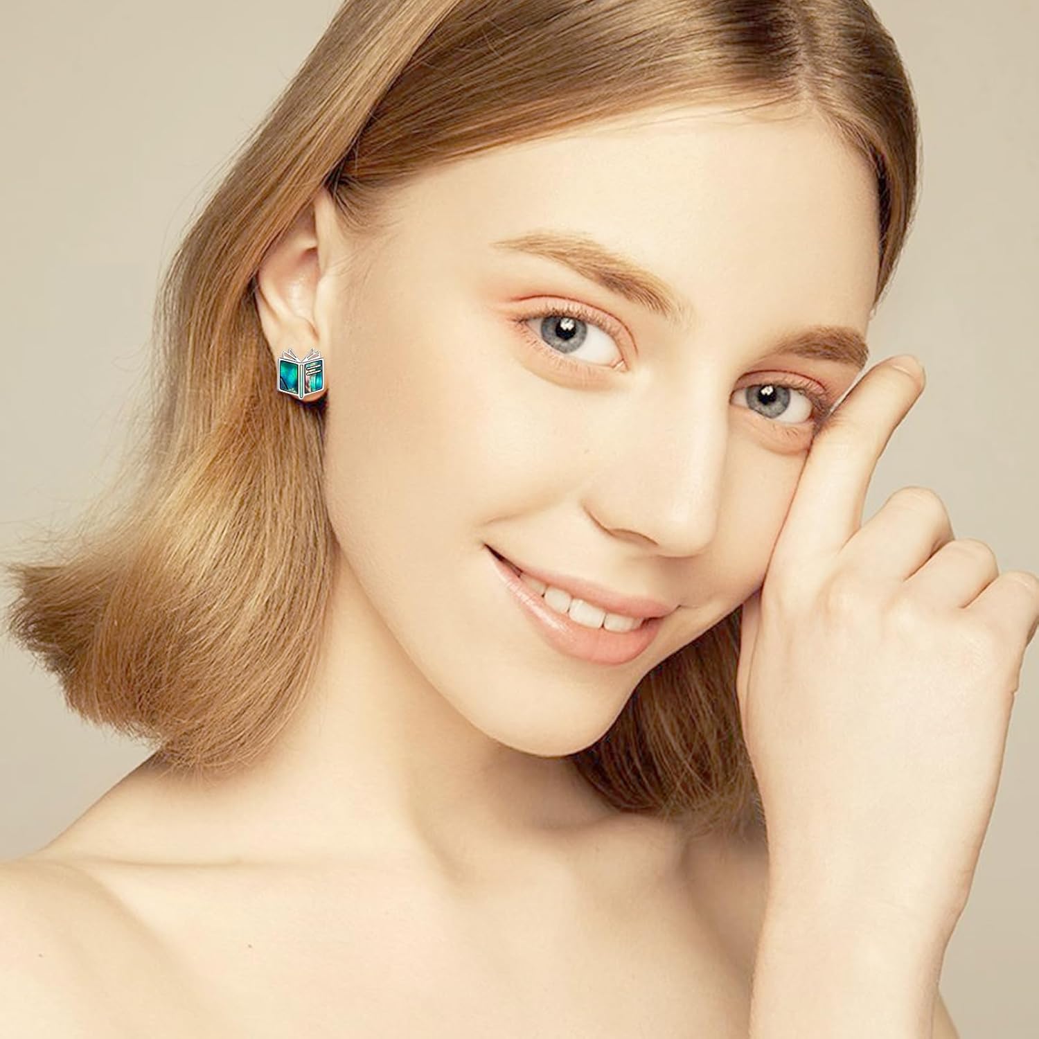 Alphm 925 Sterling Silver Book Stud Earrings for Women Cute Librarian Book Jewelry Present for Librarians Reading Lovers