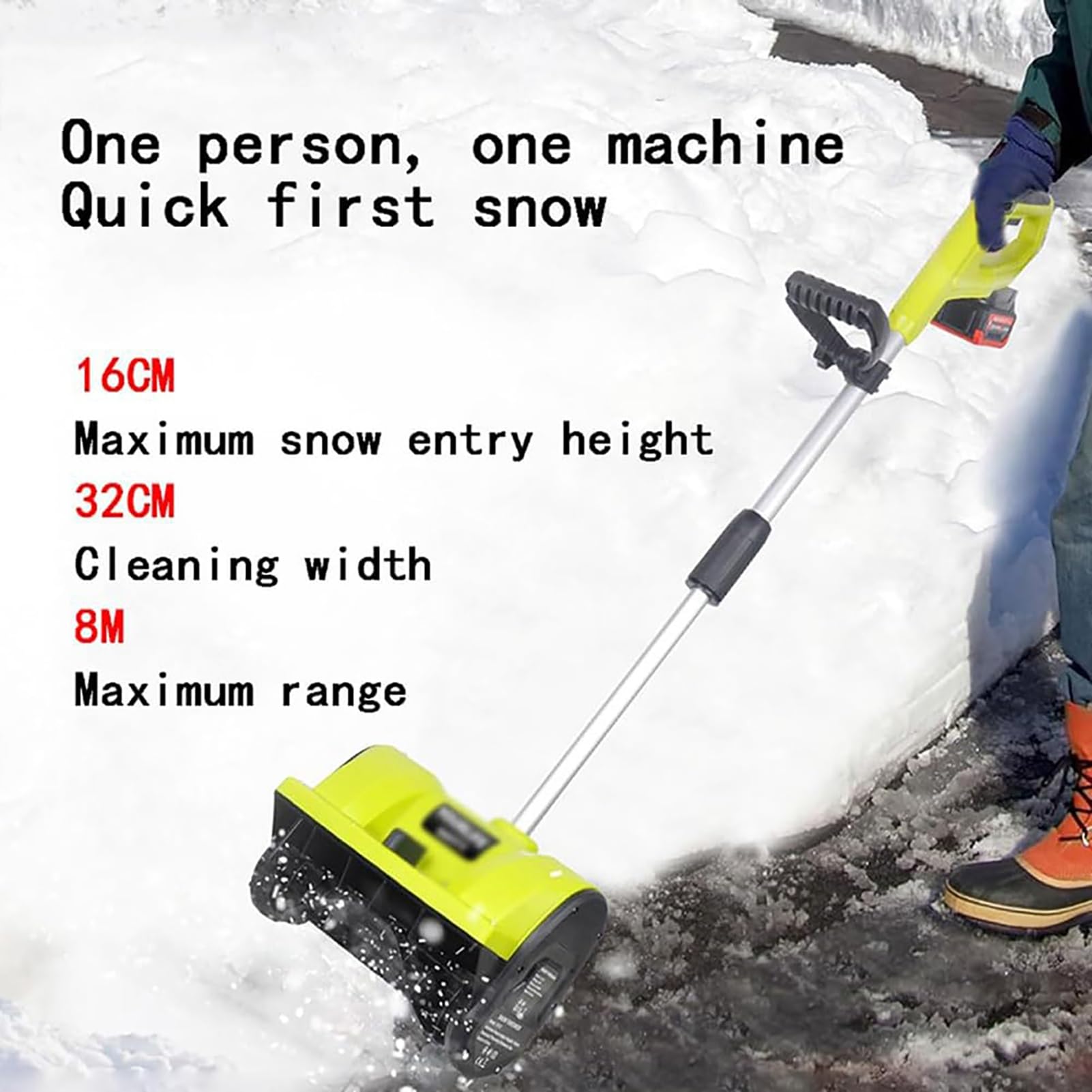 Spazzaneve elettrico senza fili, pala da 1200 W per una rimozione efficiente della neve, strumento ricaricabile con direzione regolabile per una facile pulizia del vialetto