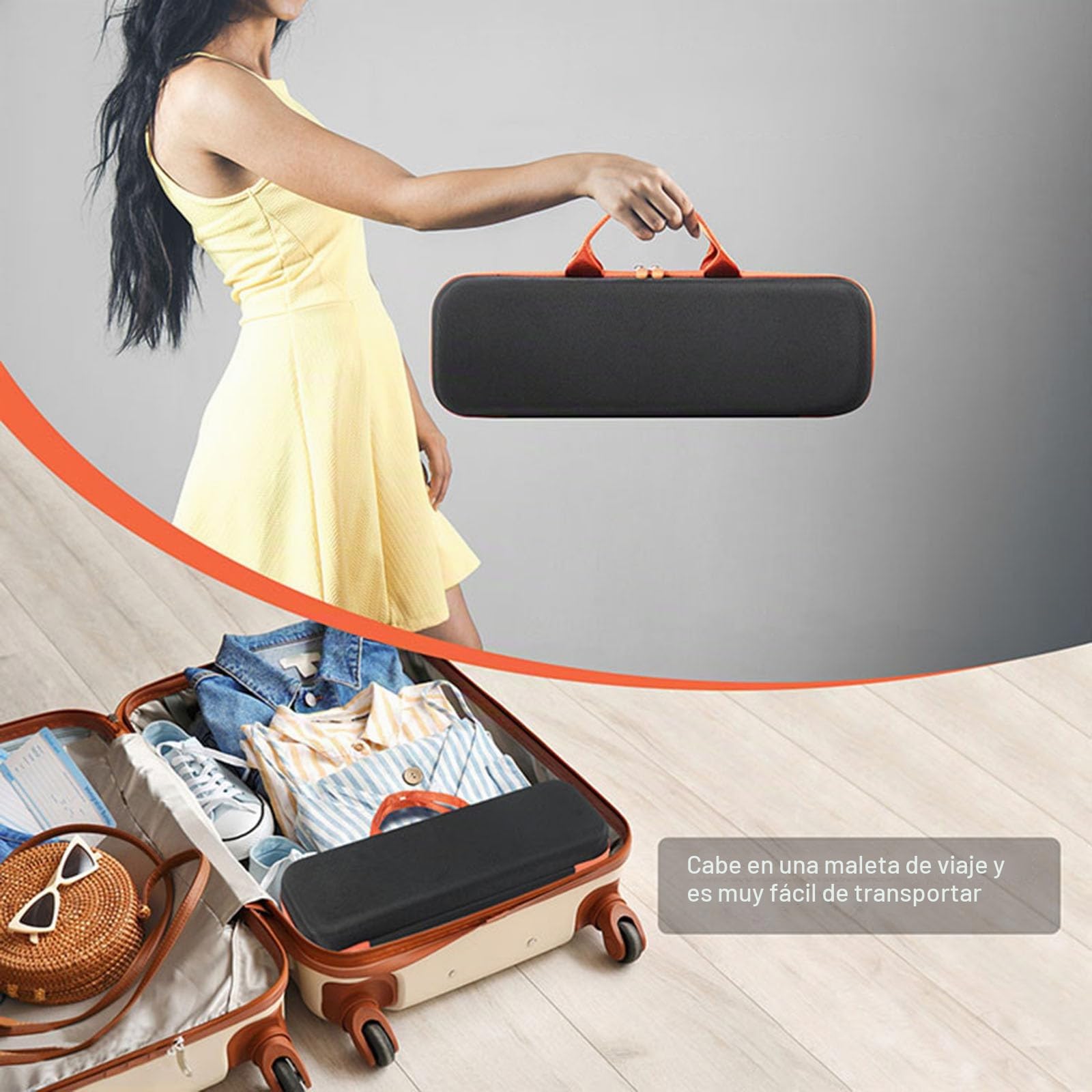 Funda de viaje dura para Dyson Airstrait, secador y alisador de pelo, portátil y protectora, Negro y anaranjado, 17.3 * 5.3 * 3.5 inch