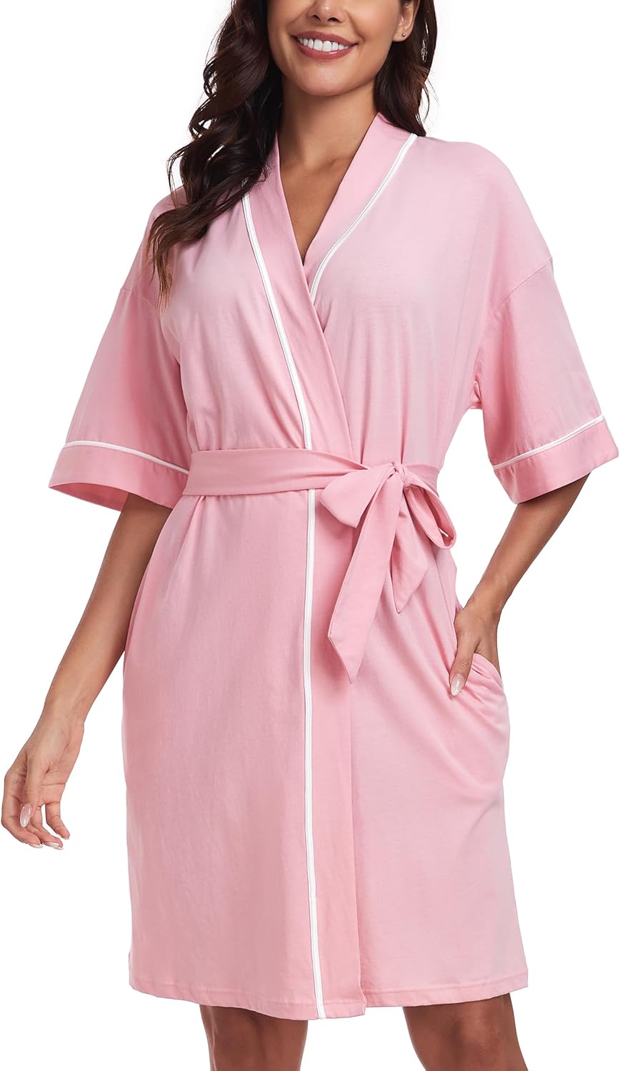 EA'S SECRET Robes for Women Summer Lightweight Bathrobe Bamboo Short Kimono Robe Soft Spa Bath robe Sleepwear for Ladies