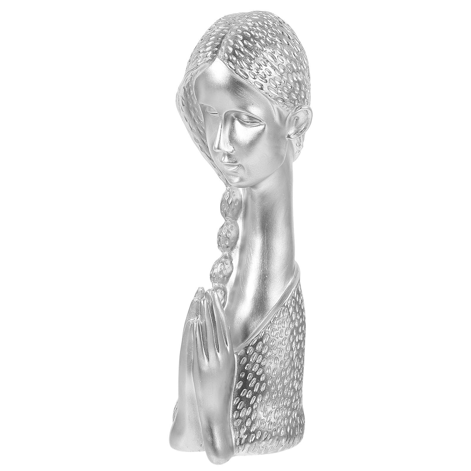 Busto Artesanal de Resina Niña Rezando Estilo Nórdico Minimalista