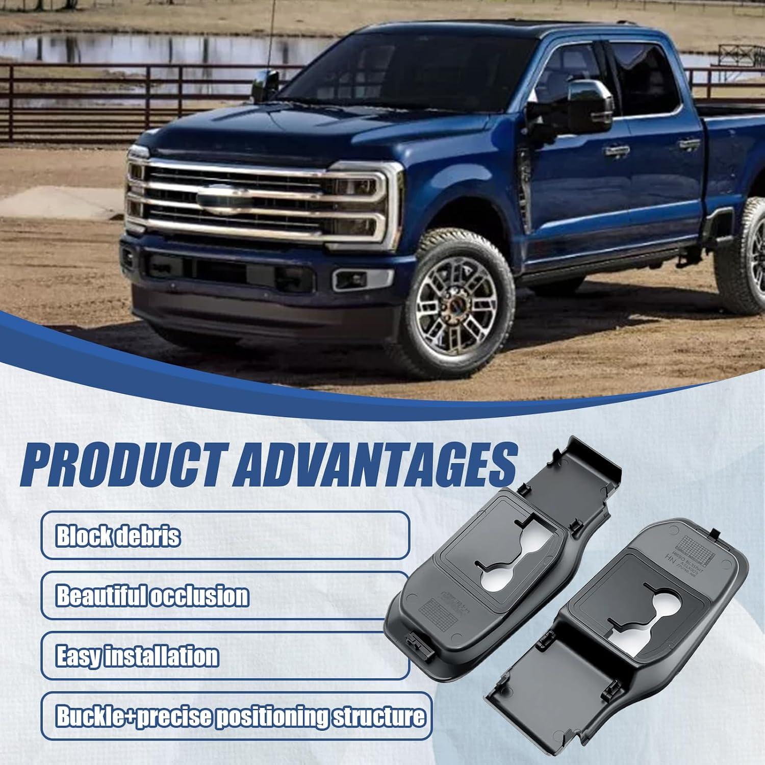 2PC Front Left & Right Bumper Tow Hook Covers Compatible with Ford F250 F350 F450 F550 F600 Super Duty 2023 2024 2025 Bumper License Plate Bracket Tow Hook Cover Trim Replace PC3Z8311AA PC3Z8310AA