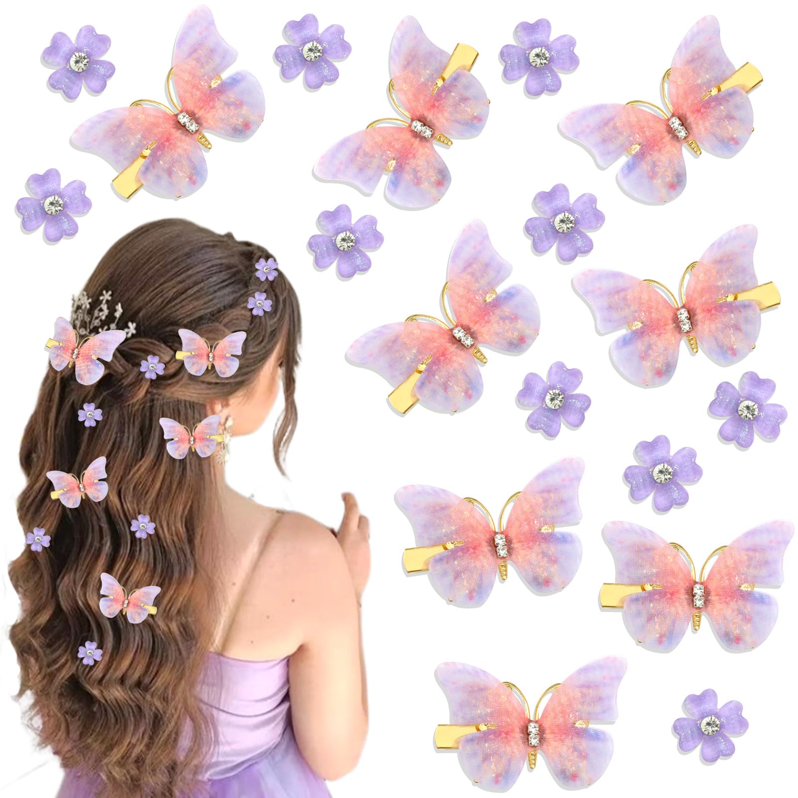 Amazon.com : VENOFEN 18PCS Butterfly Hair Clips Purple Mini 