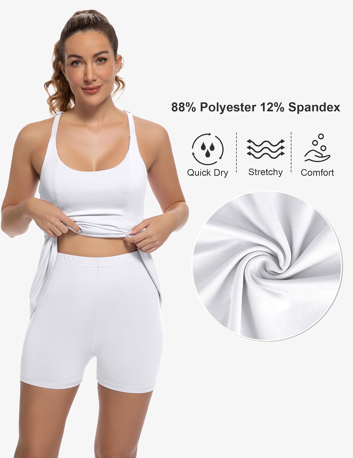 GGOV Tennis Dress for Women Athletic Golf Dress with Shorts and Pockets Backless Workout Dress with Adjustable Straps