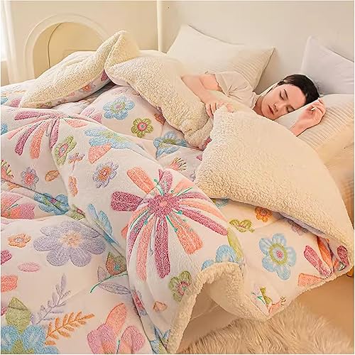ZTGL Comfort - Manta de cama pesada de alta calidad, reversible, edredón alternativo de plumón sintético, súper cálido, suave terciopelo de cordero,