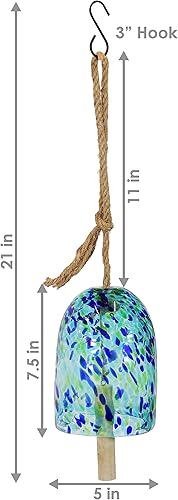Miniatura 3 de Sunnydaze Natural Melody - Campana de viento de cristal pintada para patio, terraza o porche, 7.5 pulgadas, color azul congelado