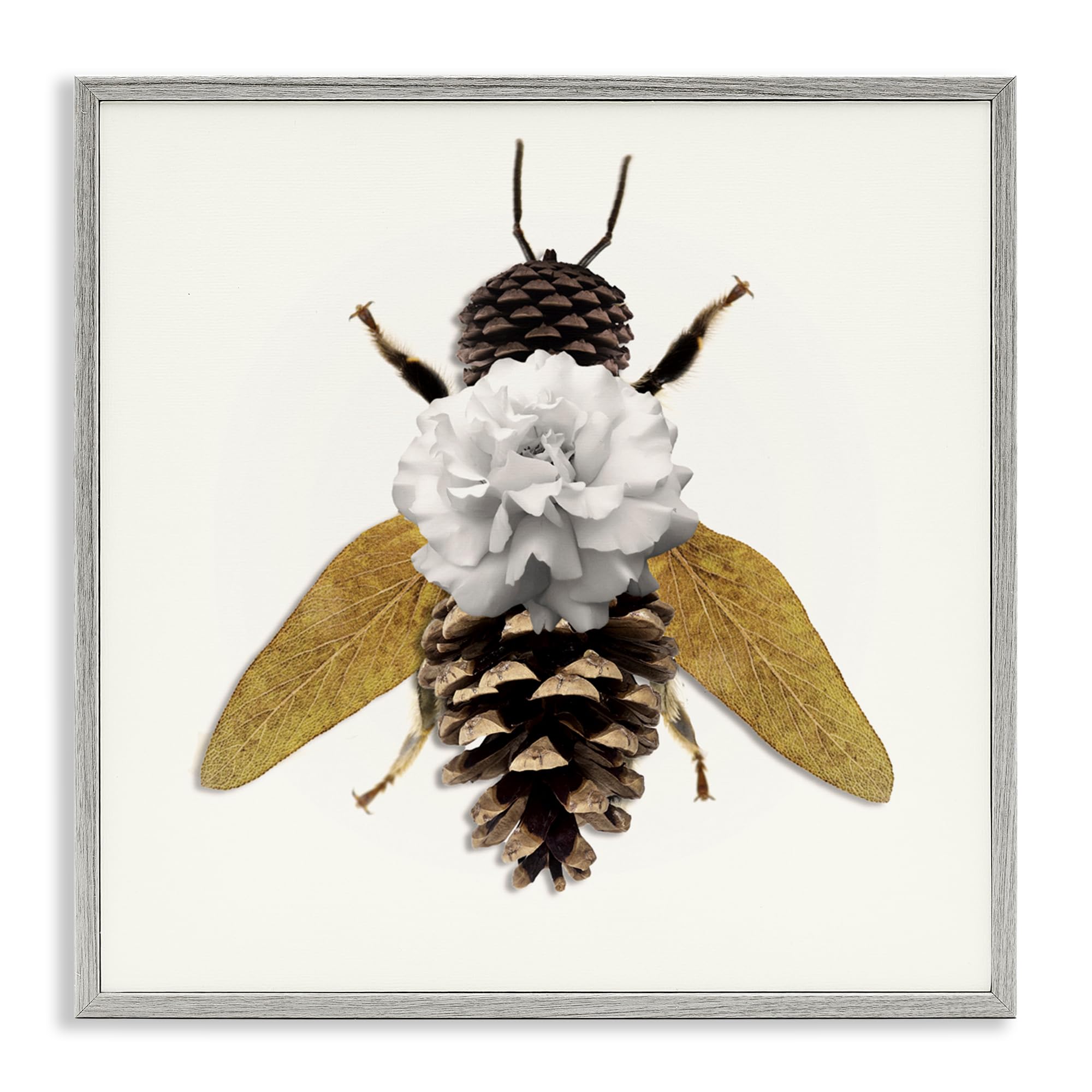 Bee Grey Stupell Industries : tableau nature gris pour salon chic