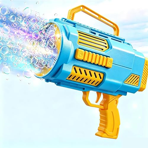 KB KAIBO Upgraded Bubble Gun No Dip, Bubble Machine Gun with LED Lights, 9000+ Bubbles Per Minute for Kids, Boys Girls 3-12 Years Old, Birthday Party Wedding Outdoor Favors - Blue - Blue 2