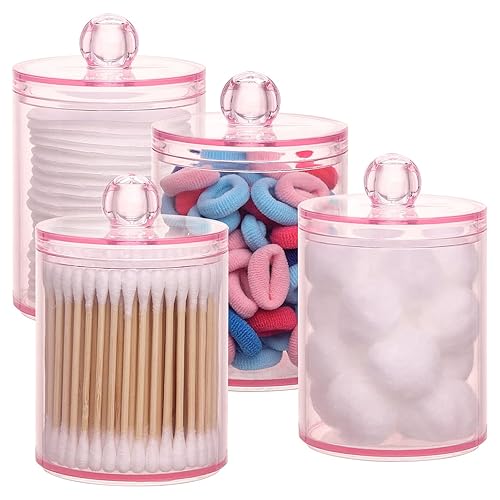Tbestmax 4 pcs Qtips Holder Bathroom Container, 10 OZ Apothecary