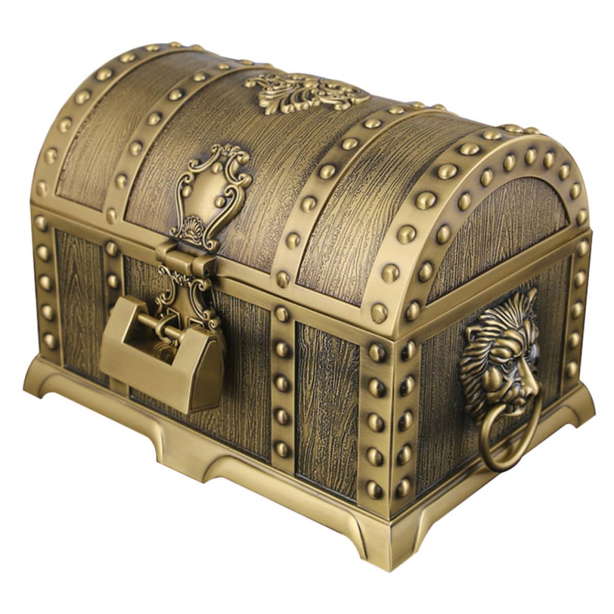 ORFOFE Joyero con Mecanismo de Cierre Seguro Estilo Retro Europeo Vintage de Aleación de Zinc y Diseño Elegante Dorado, Caja de Almacenamiento Organizada para Pendientes y Anillos