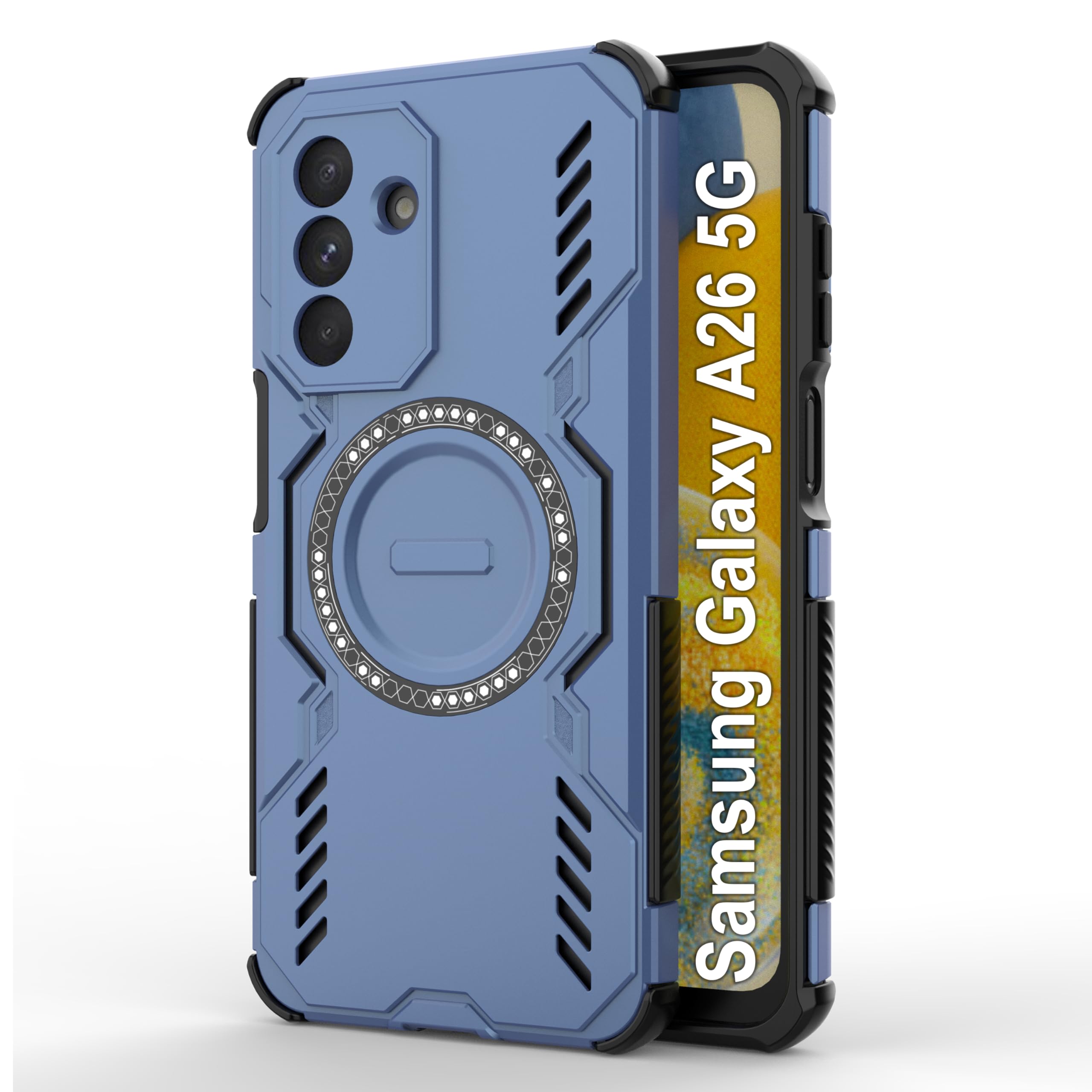 amazon basics Back Case Cover for Samsung Galaxy A26 5G | Magnetic Case with Built-in Metal Ring | Supports Mag-Safe Cha