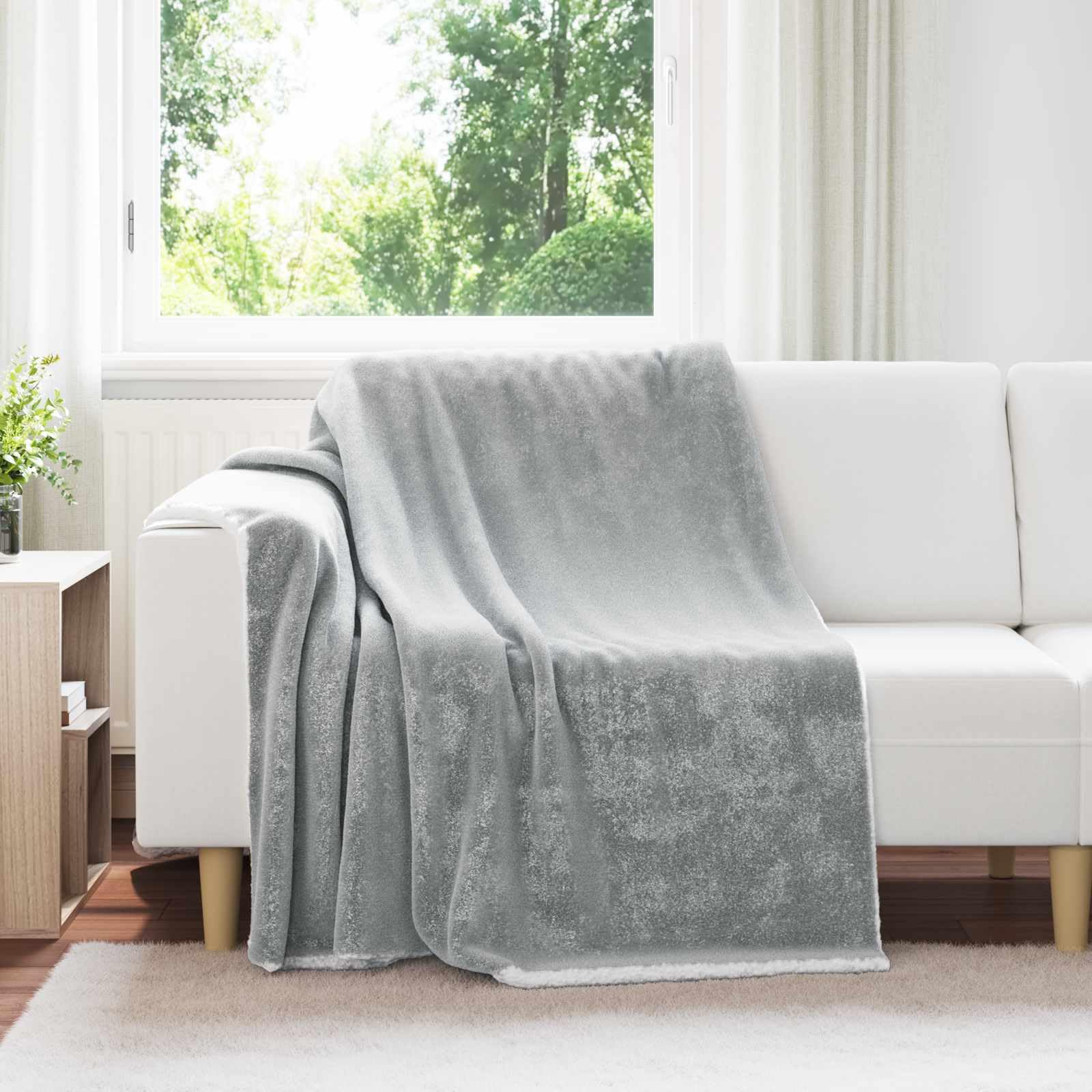 Manta de forro polar, 150 x 200 cm, color gris