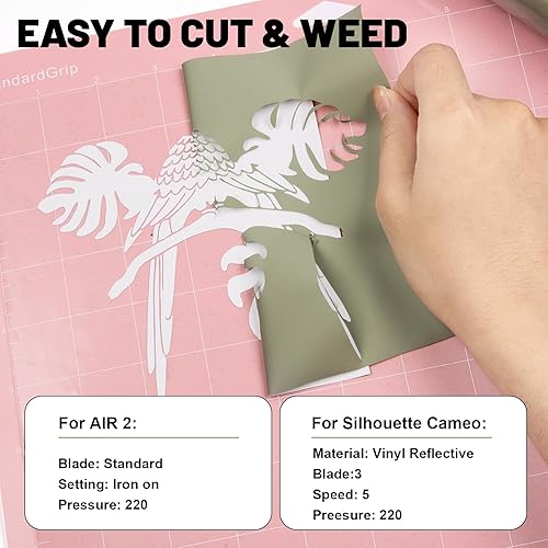 Miniatura 3 de GIRAFVINYL Vinilo de transferencia de calor verde caqui para Cricut de 12 pulgadas por 5 pies, vinilo HTV para planchar en camisetas, sombreros,