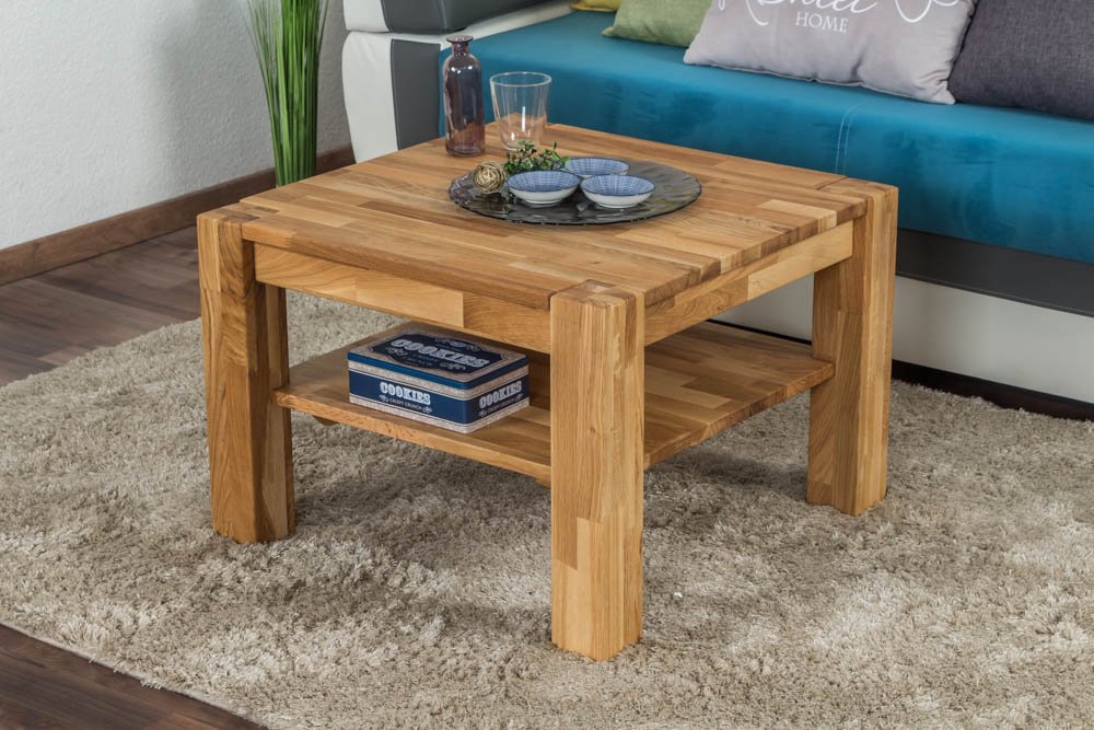Couchtisch Wooden Nature 123 Eiche massiv - 45-65 - 65 cm (H - B - T)