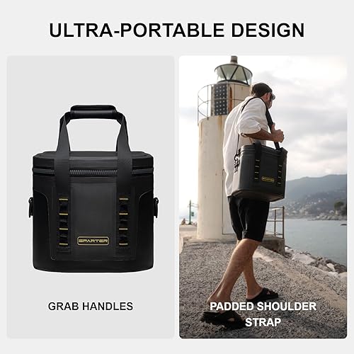 Miniatura 6 de SPARTER Enfriador suave portátil de 12 latas, IP68 Tizip cremallera a prueba de fugas para camping, pesca, playa, aire libre, hielera aislada con