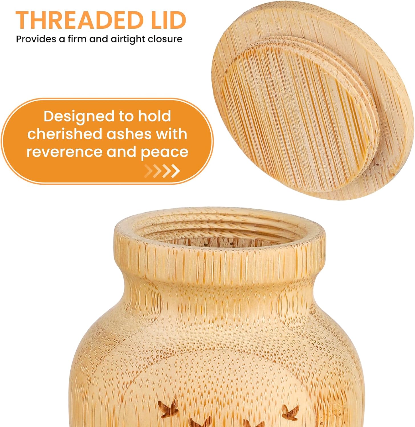 Small Urns for Human Ashes Keepsake Set of 2, Handcrafted Bamboo, Mini Cremation Keepsake Urn for Funeral Memorial or Home Decorative, 2" W x 3" H - Image 4