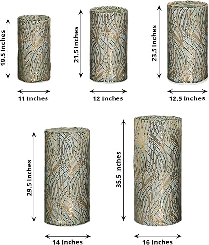 Vista 210 de Efavormart - Juego de 5 fundas de soporte para caja de exhibición cilíndrica de elastano, color negro, fundas elásticas para pilar de pedestal, 160