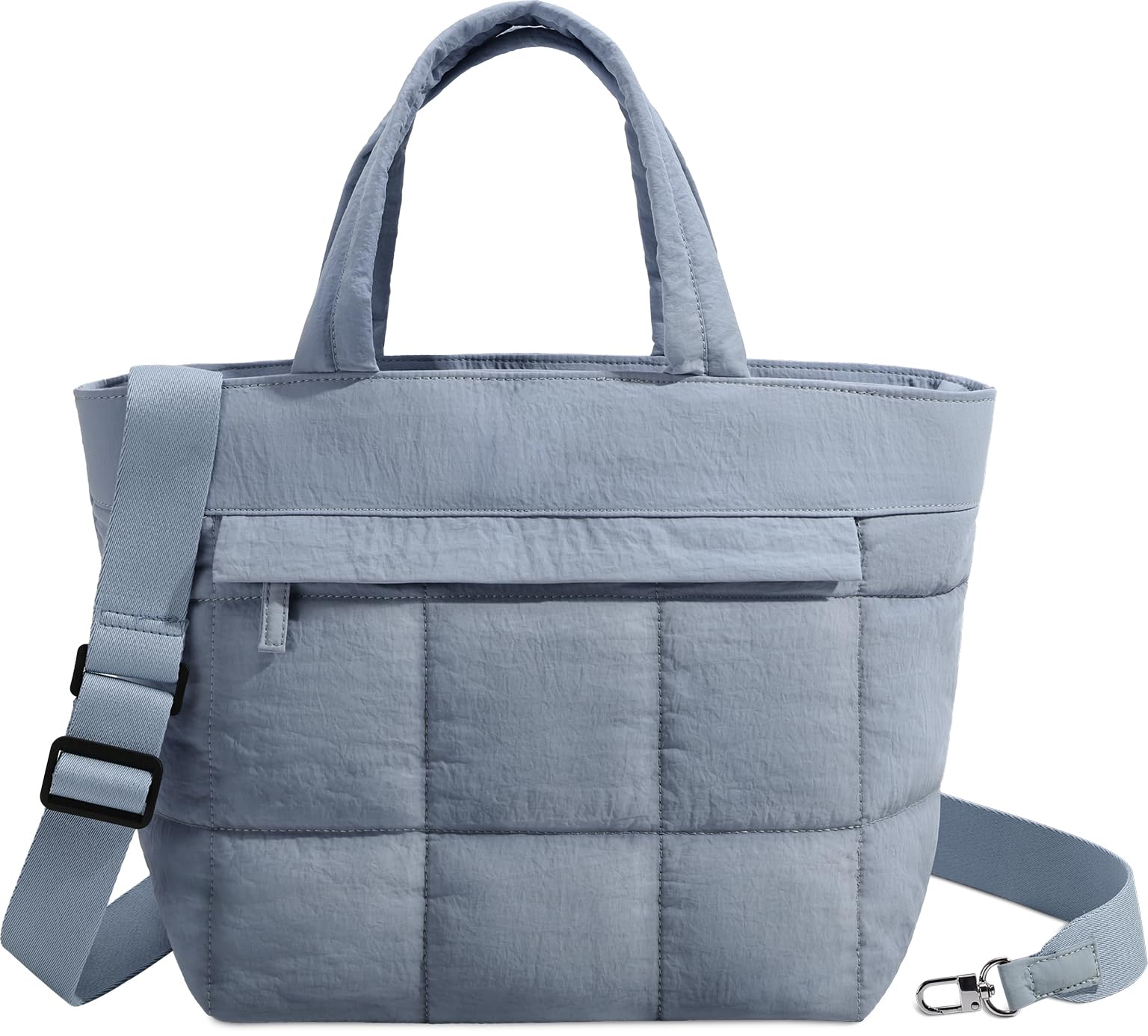 VASCHY Petit Cabas Femme, Léger Multi-poches Sac Bandoulière Femme Matelassé 12,9 Pouces Sac Fourre Tout Sac a Main Tote Bag Fille avec Bandoulière Amovible pour Travail Sport Voyage