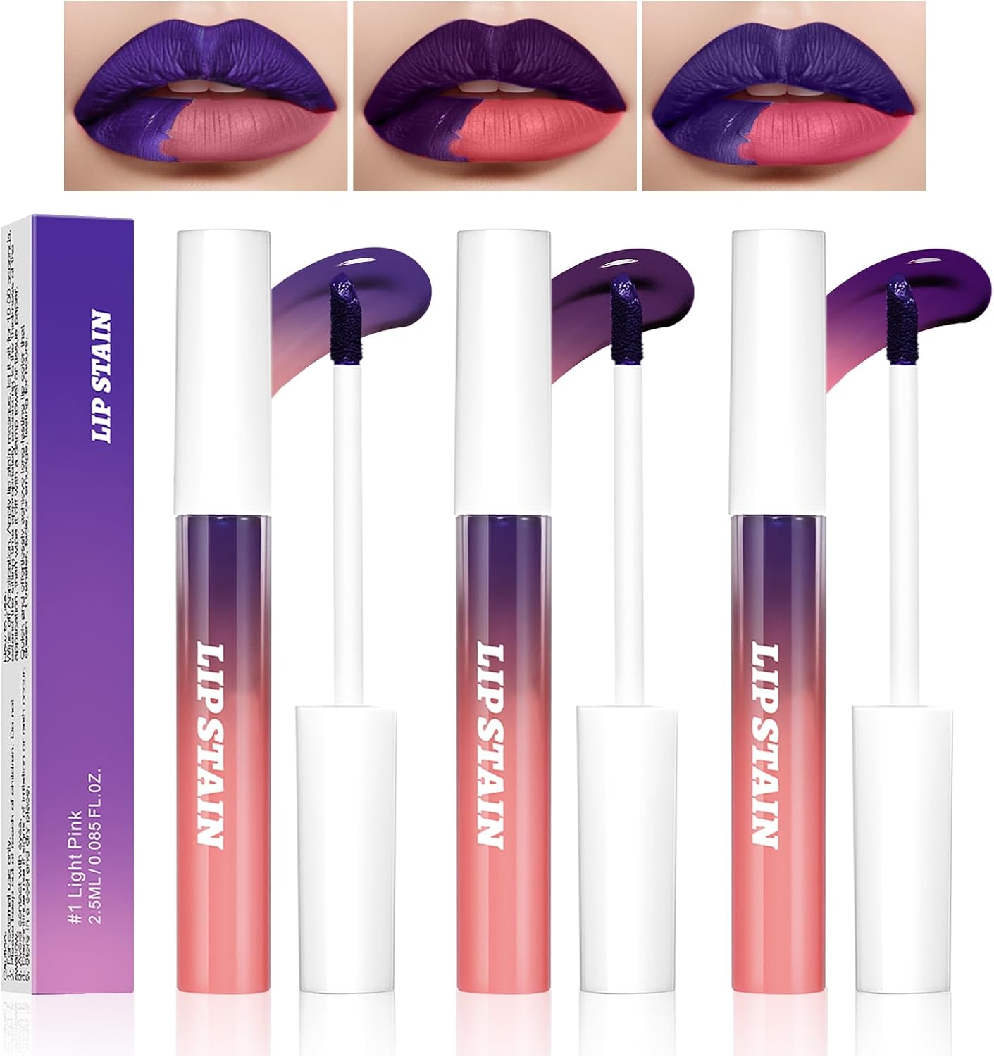 3 Colors Peel Off Lip Stain Set, Matte Finish Lipliner Stain, Waterproof, Non-sticky, Long-lasting Highly Pigmented Tint Tattoo Lip Gross