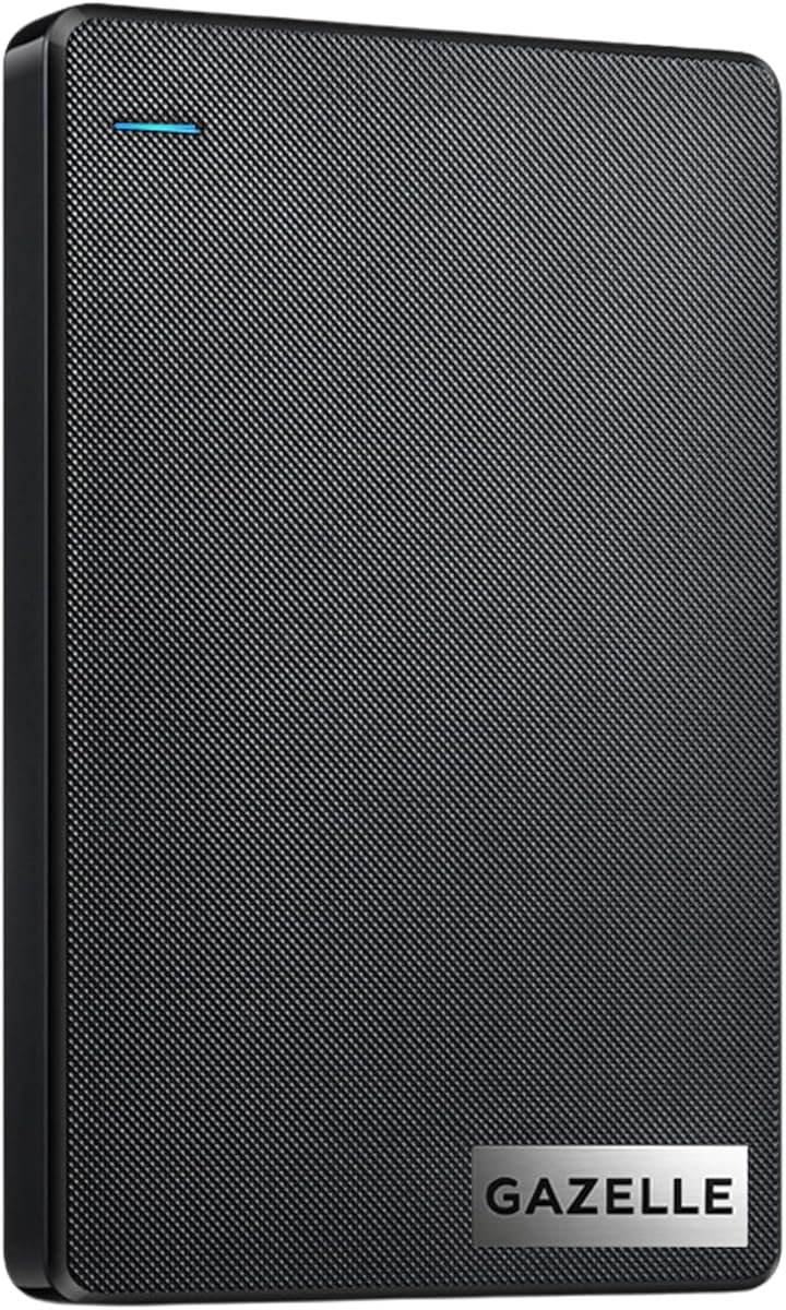 GAZELLE High-Speed 500GB Ultra Slim Portable External Hard Drive - 2-in-1 Type C & USB 3.0, Compatible with PC, Mac, Laptop, PS4, Xbox, iPad, Tablet, Mobile (Black) - 1 Year Warranty