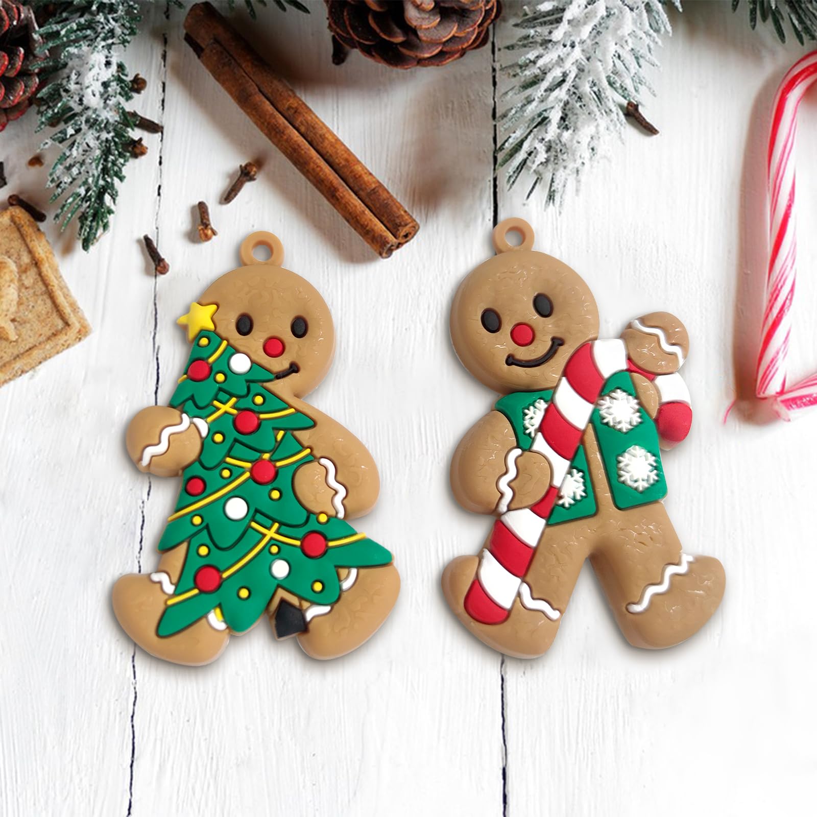 Qiuyan 8 PCS Fun Christmas Gingerbread Man Ornaments for Xmas Tree Decoration Soft Pliable Gingerbread People with String - Image 4