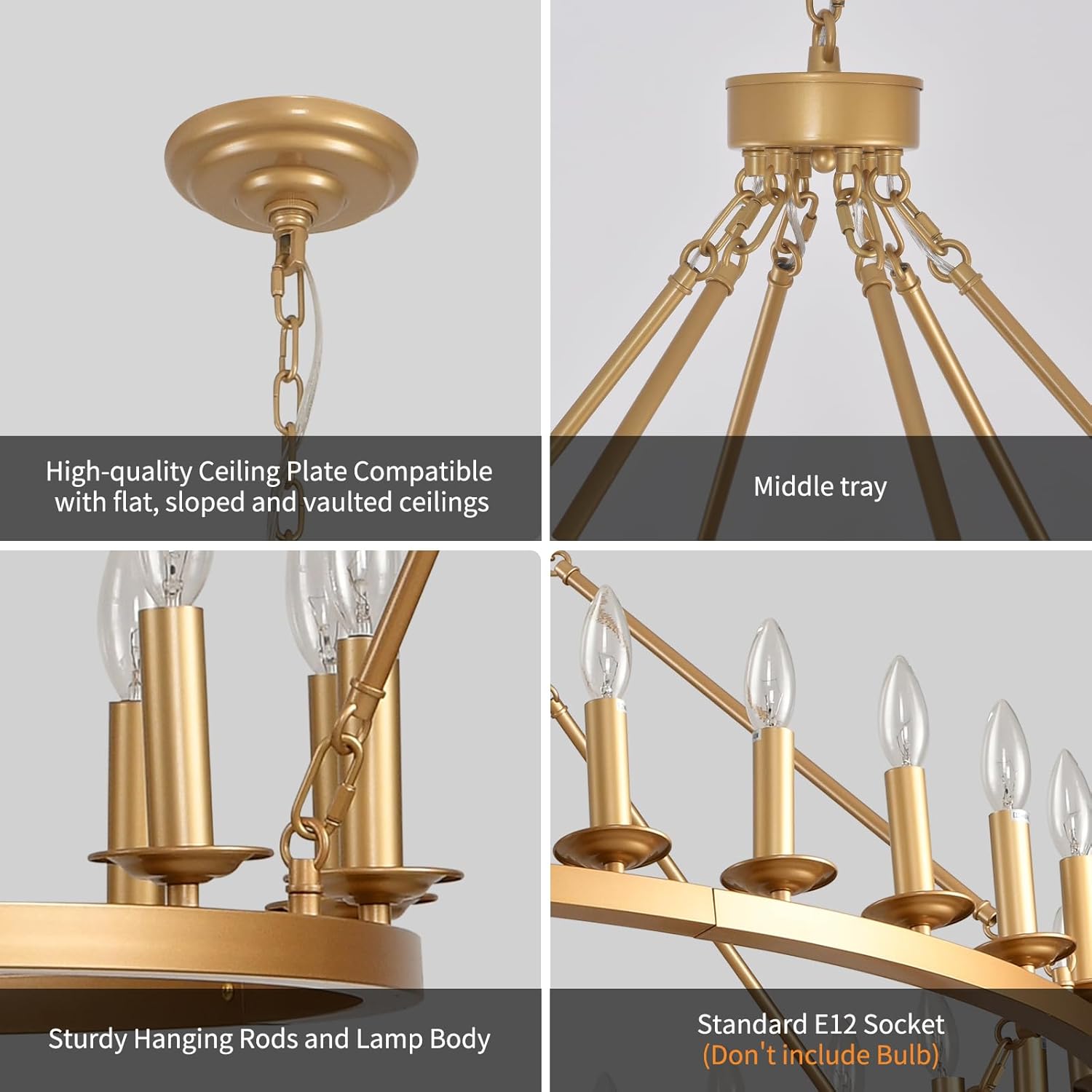 4 Tier Gold Wagon Wheel Chandelier,Extra Large 60-Inch 78-Light Circle Light Fixture,Round Chandeliers for Foyer Entryway Dining Room Living Room High Ceilings