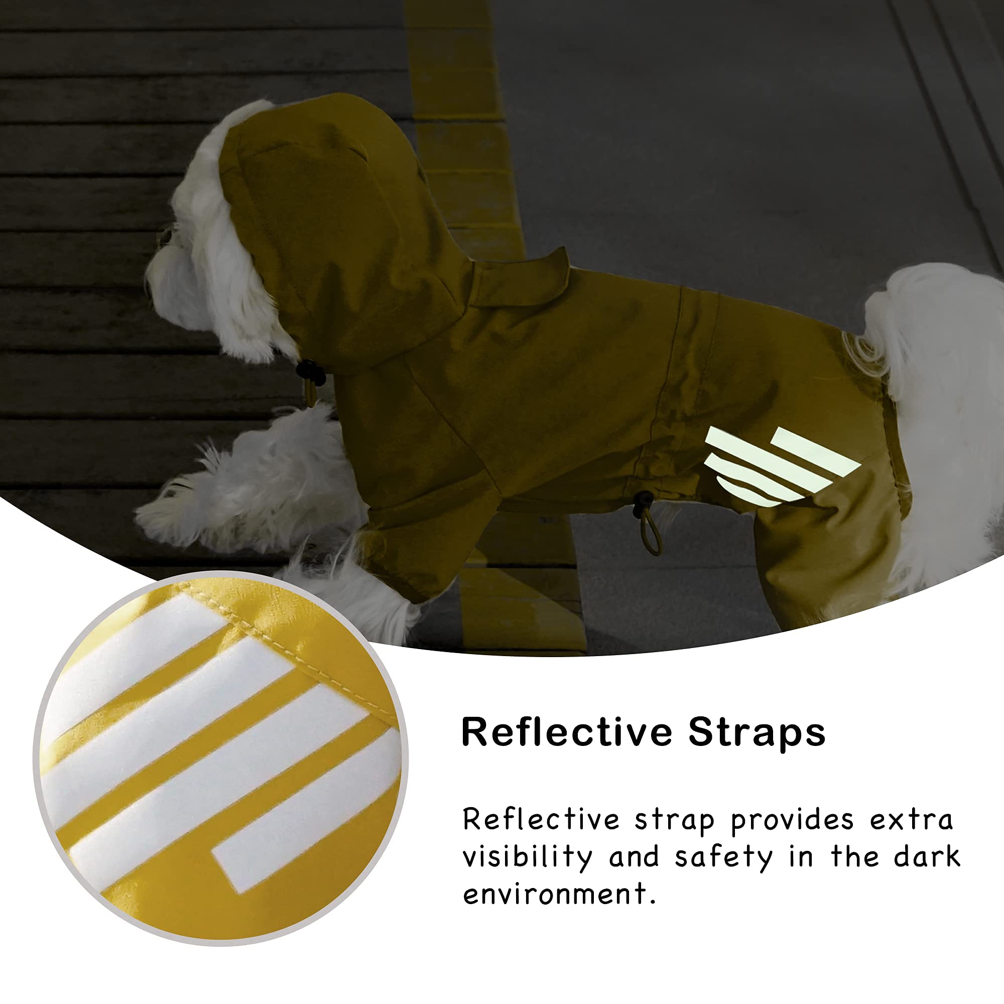 Manteau De Pluie Chien Imperméable - Capuche Et Bandes Réfléchissantes - Taille S/M - Bleu - 10