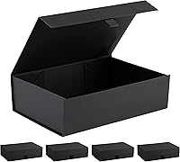 Vista 6 de Purple Q Crafts Caja de Regalo Rígida Acanalada Negra con Tapa de Cierre Magnético 14" x 9" x 4" Cajas de Favor Rectangulares con Elegante Acabado