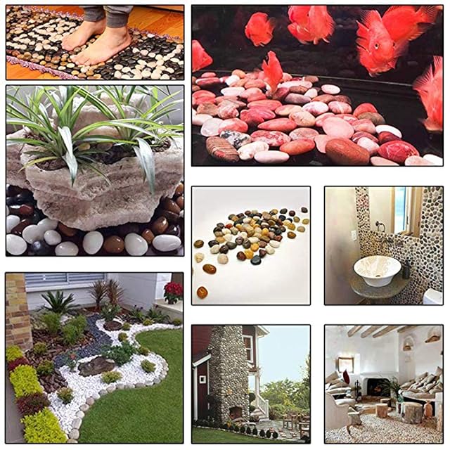 Foto 6 de 7 de Hisredsun Piedras decorativas blancas de 4 libras, piedras pulidas naturales para macetas