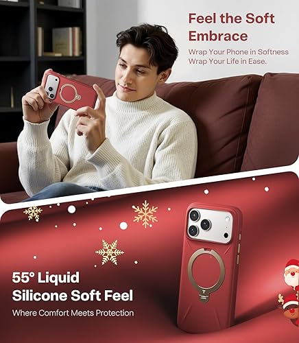 Miniatura 2 de TORRAS Q3 Silicona para iPhone 17 Pro Max Funda con Soporte, Compatible con MagSafe, Silicona Líquida Suave Agarre Cómodo, Soporte Magnético