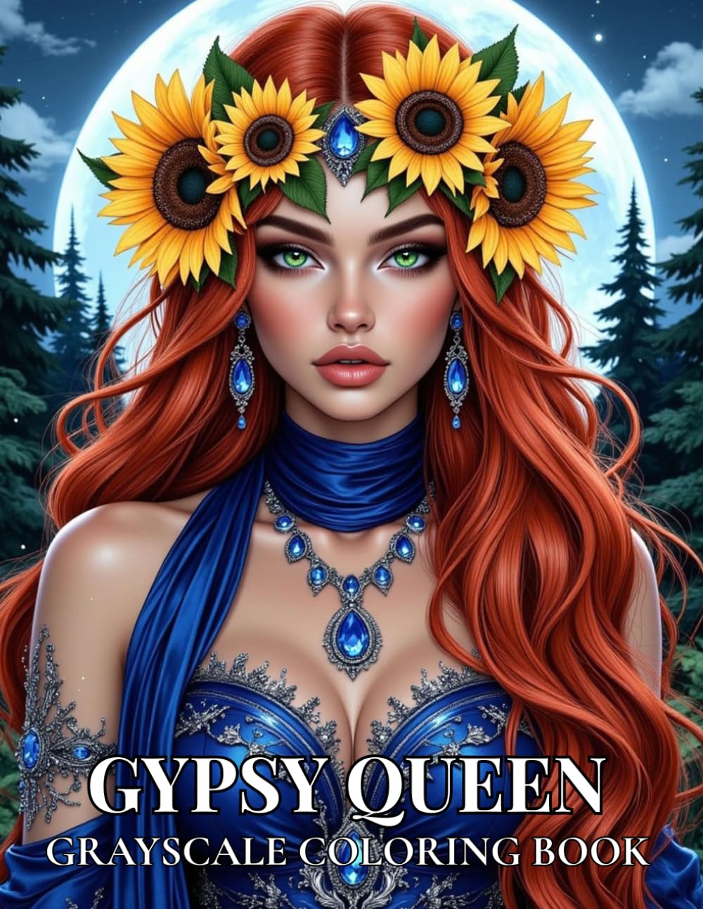 GYPSY QUEEN: Grayscale Coloring Book for Adults Featuring Mystical Gypsy Women, Boho Queens and Enchanting Fantasy Portraits
