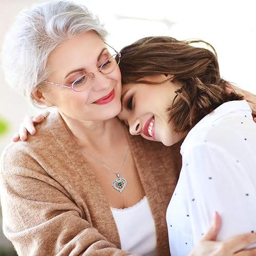 Miniatura 3 de Iefil Regalos de piedra natal para mujer, collar de plata de ley con árbol de la vida con piedra natal de corazón para mujer, joyería, aniversario