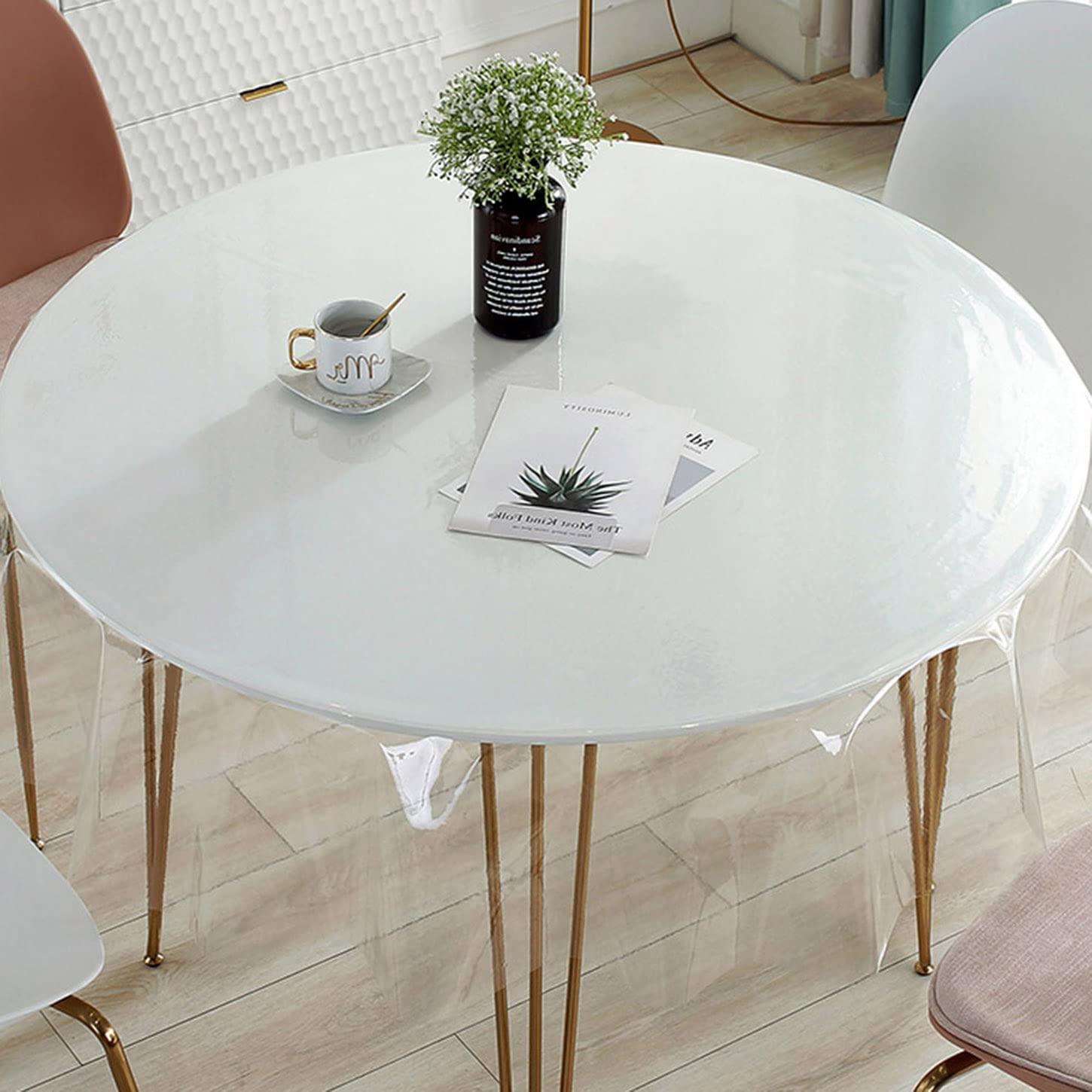 Protection De Table En PVC Transparent 140x180 Cm - Imperméable, Anti-taches, Lavable - Pour Salle à Manger, Bureau - Personnalisable à La Découpe