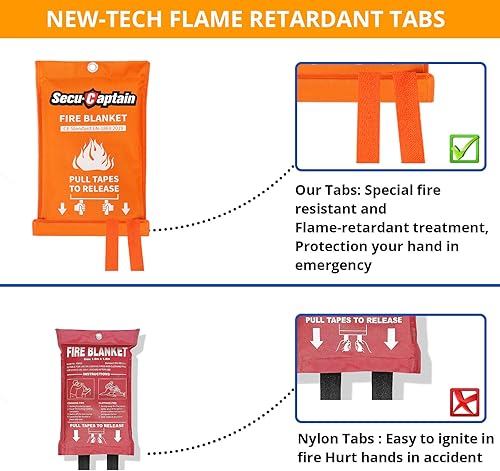 Miniatura 2 de SecuCaptain Manta de emergencia contra incendios para el hogar y la cocina, paquete de 4 mantas de fibra de vidrio para supresión de llama de 40 x