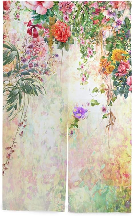 Amazon のれん 間仕切り 暖簾 目隠し 障子 おしゃれ 花柄 和風 和柄 復古風 絵柄 おしゃれ ロング 遮光 防炎 断熱 温泉 四季兼用 のれん 玄関 キッチン リビング 飲食店 出入り口 突っ張り棒付き 143ｘ86cm のれん オンライン通販