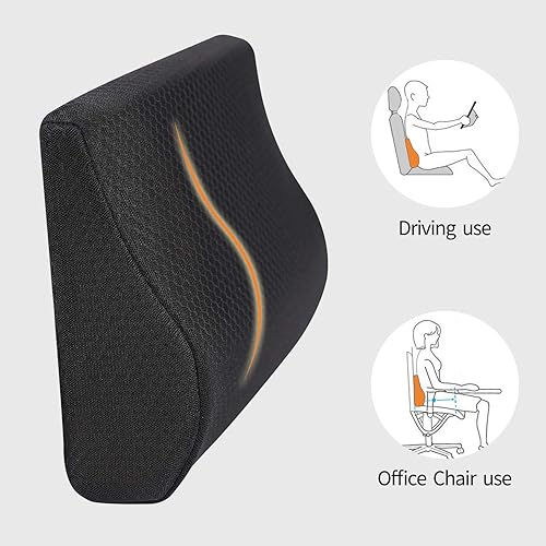 Miniatura 14 de Cojín de apoyo lumbar de espuma viscoelástica para asiento de automóvil; ideal como apoyo para la espalda media/baja para asiento de auto, silla