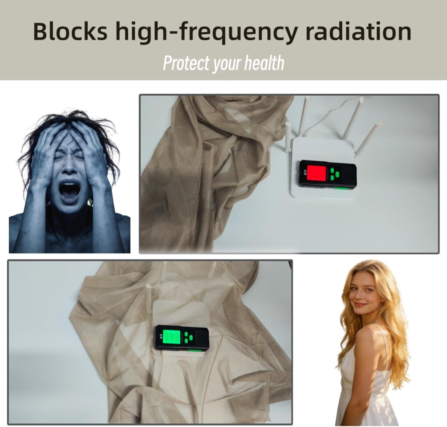 Amradield Pure Silver Coated Mesh EMF Protection Mosquito Netting Square 86.6" x 86.6" x 86.6" Silver Fiber EMF Protection EMF Shielding Neting Canopy Blocks RF & WiFi, Bed Net for Health Protection