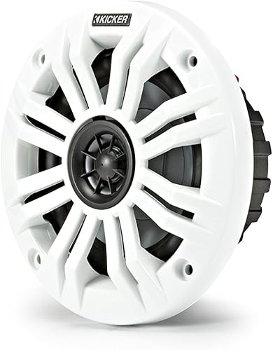 Miniatura 4 de KICKER KM4 - Altavoces coaxiales marinos de 4 pulgadas (3.937in) con tweeters de 12 pulgada (0.512in), 4 ohmios, parrillas blancas y carbón