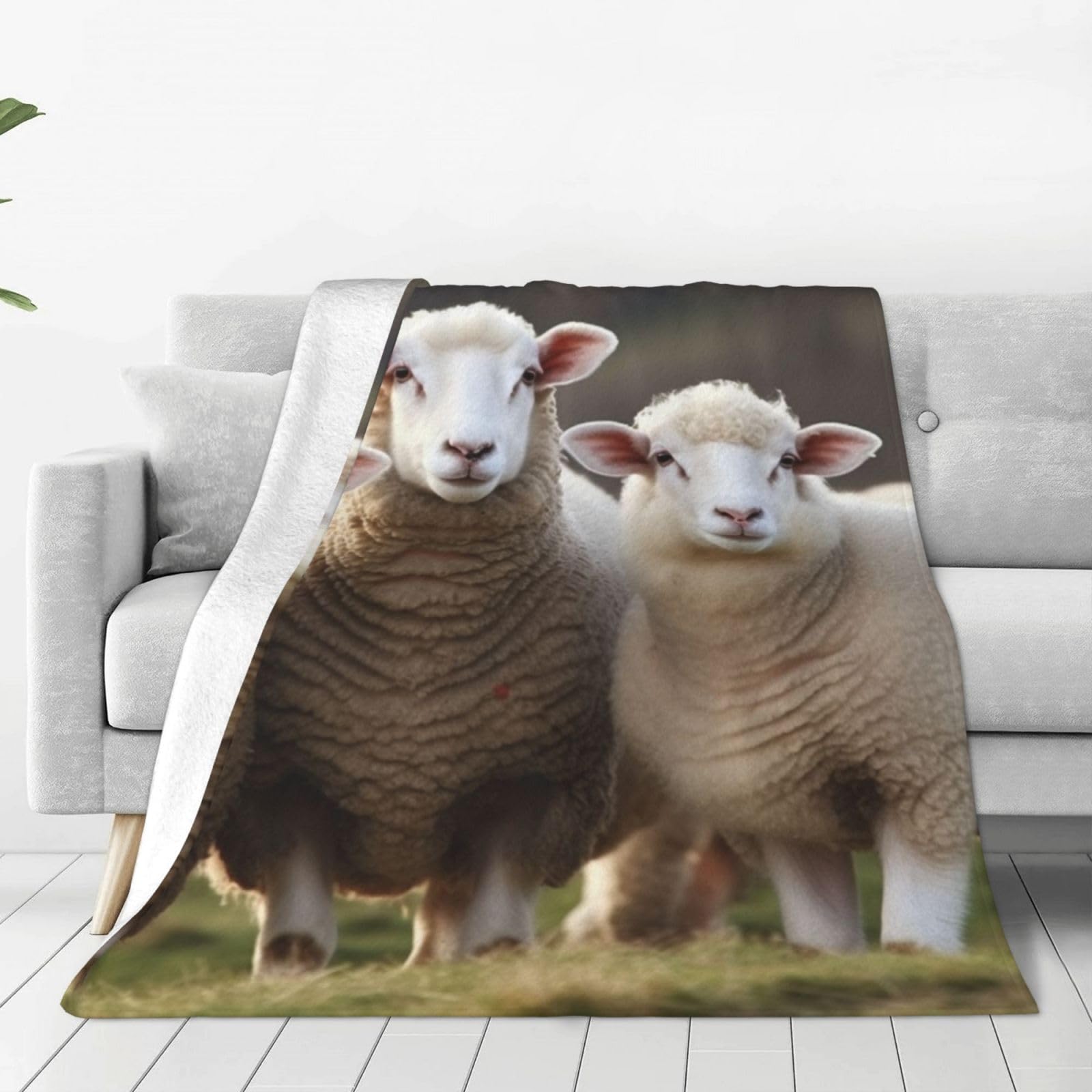 Couverture en flanelle douce légère jeté de lit moutons pour chambre d'enfant