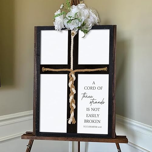 Miniatura 3 de Letrero de boda con texto en inglés "A Cord of Three Strands", trenzado de 22 x 15.75 pulgadas, para ideas de ceremonia, regalos de matrimonio