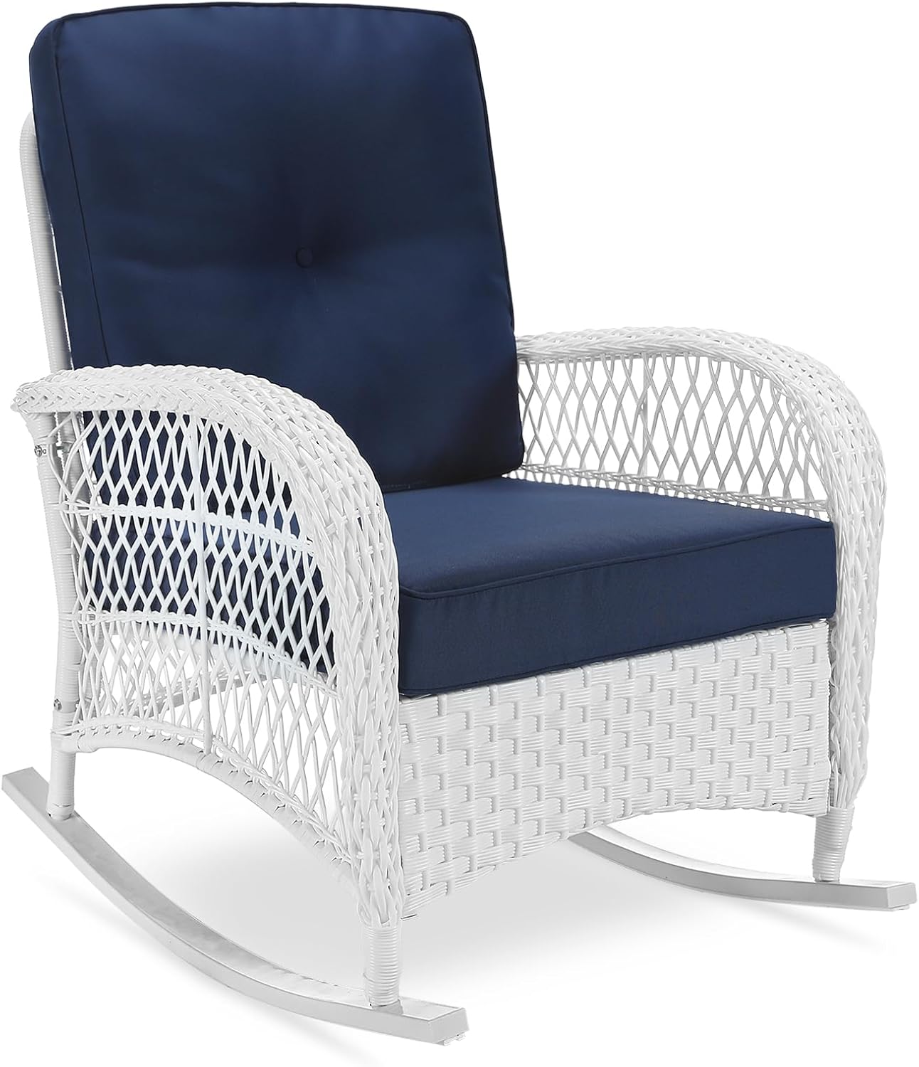 Amazon.com: VIVIJASON Outdoor Wicker Rocking Chair, Patio Rattan Rocker ...