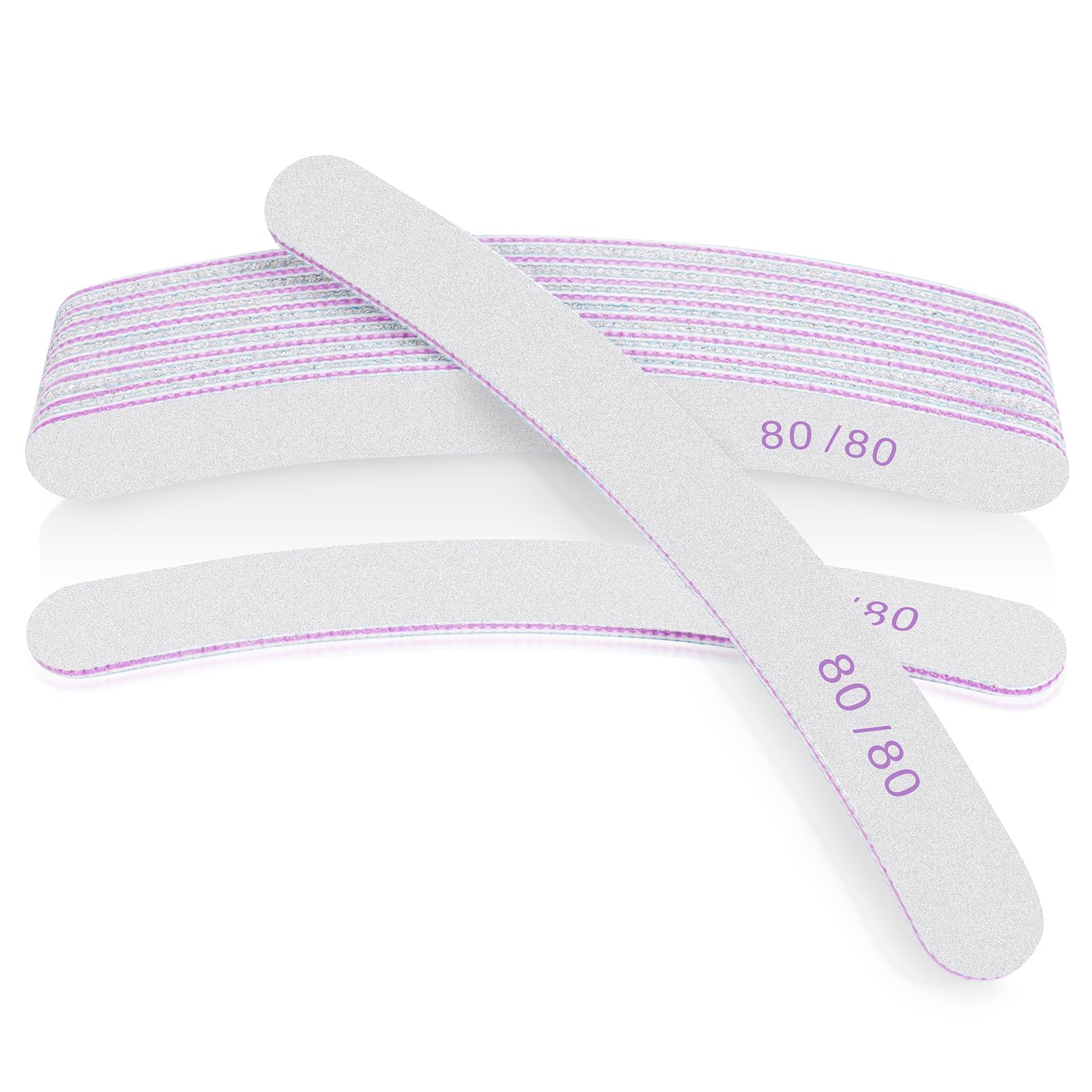 LOPHE Profesjonalne pilniki do paznokci, dwustronne, ziarnistość 80/80, narzędzia do manicure, profesjonalny zestaw pilników do stylizacji paznokci, salonu, domu, 10 szt