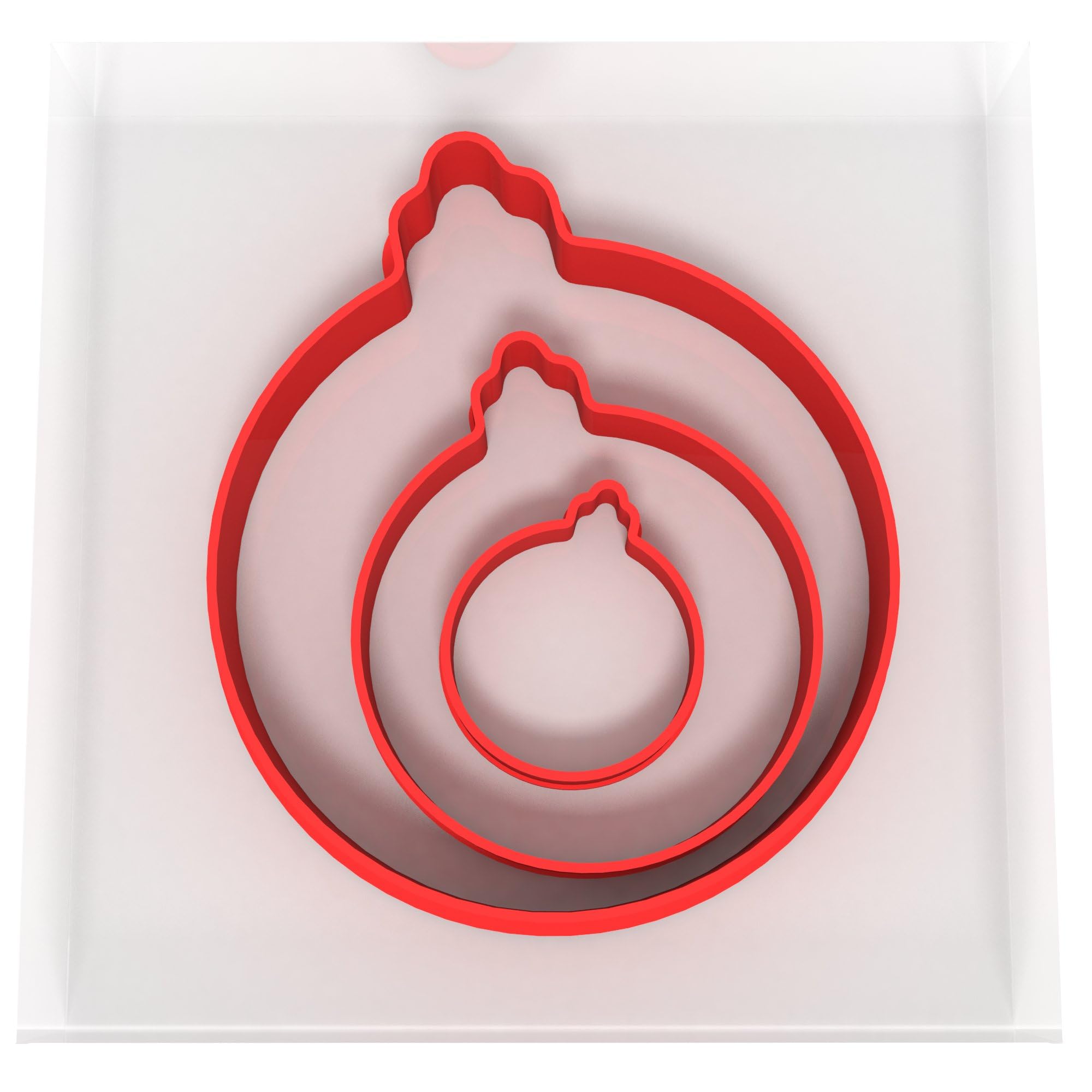 CHICHL Just Cutters Bauble Shape Cookie Cutters | Set of 3 Plastic Cookie Cutters for Baking, Fondant, Clay, Pastry, Icing, Jewellery (3/5/8CM)