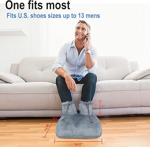 Miniatura 5 de Calentadores de pies eléctricos, almohadilla de calefacción eléctrica de calentamiento rápido para pies con 3 ajustes de calor, forro de sherpa